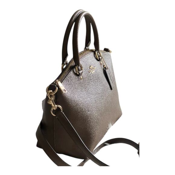 COACH SADIE SATCHEL BAG CROSSGRAIN LEATHER IN DARK STONE ADJUST. CROSSBODY NEW - Picture 2 of 16